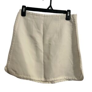 ZARA White Creamish Mini Pull-Up Back Zip Satin Skirt